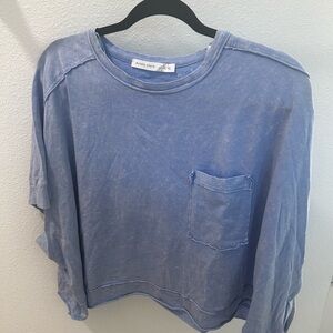 Blue Distressed Oversized Cropped t-shirt